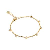 Cúbicos Circonia pulsera Latón Micro pavimenta, metal, con 1.18 inch extender cadena, chapado en color dorado, micro arcilla de zirconia cúbica & para mujer, 3mm, Vendido para aproximado 6.3 Inch Sarta