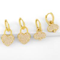 Huggie Hoop Drop Earring Brass fashion jewelry & micro pave cubic zirconia Sold By Pair