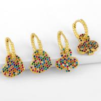 Huggie hoepel Drop Earrings, Messing, mode sieraden & micro pave zirconia, meer kleuren voor de keuze, Verkocht door pair