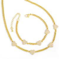 Kubieke Zirkoon Micro Pave Brass Ketting, Messing, micro pave zirconia, gouden, 9x15mm, Verkocht door Strand