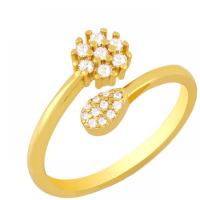 Messing Manchet Finger Ring, Verstelbare & micro pave zirconia, gouden, 11mm, Verkocht door PC