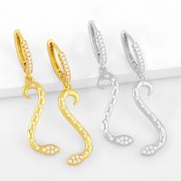 Huggie Hoop Drop Earring Brass plated micro pave cubic zirconia Sold By Pair