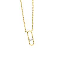 Collier en laiton cubique Zircon Micro Pave, avec 1.96 inch chaînes de rallonge, Placage de couleur d'or, pavé de micro zircon & pour femme, 5.50x15mm, Vendu par Environ 17.71 pouce brin