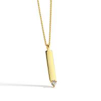 Collana in ottone di stesa Micro zircone cubico, with 1.96 inch extender chain, placcato color oro, Micro spianare cubic zirconia & per la donna, 4.80x25mm, Venduto per Appross. 23.62 pollice filo