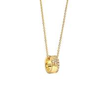 Collier en laiton cubique Zircon Micro Pave, avec 1.96 inch chaînes de rallonge, Placage de couleur d'or, pavé de micro zircon & pour femme, 5.70x12mm, Vendu par Environ 17.71 pouce brin