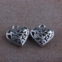 Zinc Alloy Heart Pendler, forgyldt, du kan DIY, sølv, 20mm*17mm, Solgt af PC