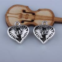 Zinc Alloy Heart Pendler, forgyldt, du kan DIY, sølv, 22mm*20mm, Solgt af PC