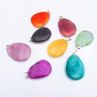 Agate Κοσμήματα Μενταγιόν, Crackle Agate, με Ορείχαλκος, Teardrop, DIY, περισσότερα χρώματα για την επιλογή, 30x52mm, 5PCs/τσάντα, Sold Με τσάντα