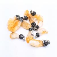 Quartz Gemstone Pendants Citrine irregular DIY & with rhinestone yellow nickel lead & cadmium free Sold By Bag