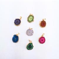 Quartz Gemstone Pendants with Zinc Alloy irregular gold color plated DIY nickel lead & cadmium free Sold By Bag