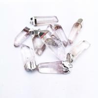 Naturlig Quartz Vedhæng, Clear Quartz, med Zinc Alloy, Uregelmæssig, forgyldt, du kan DIY & Unisex, hvid, nikkel, bly & cadmium fri, 16x42mm, 5pc'er/Bag, Solgt af Bag