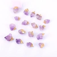 Natuurlijke Quartz Hangers, Amethist, met Zinc Alloy, Onregelmatige, gold plated, DIY, purper, nikkel, lood en cadmium vrij, 15x25mm, 5pC's/Bag, Verkocht door Bag