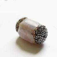 Nádúrtha Crackle Agate Beads, le Rhinestone, plátáilte, jewelry faisin & DIY, dathanna níos mó le haghaidh rogha, 16x26mm, 2ríomhairí pearsanta/Mála, Díolta De réir Mála