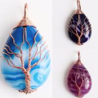 Bijoux pendentifs agate, laiton, avec Agate, bijoux de mode & DIY & pour femme, plus de couleurs à choisir, 25*45mm, Vendu par PC