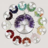 Tree Of Life Pendants Brass with Natural Stone fashion jewelry & DIY & for woman 50mm Sold By PC