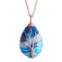 Agate κολιέ, Ορείχαλκος, με Agate, κοσμήματα μόδας & DIY & για τη γυναίκα, περισσότερα χρώματα για την επιλογή, 550x25x45mm, Sold Με PC