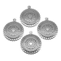 Stainless Steel Pendants Round silver color plated Approx Sold By Bag