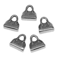 Edelstahl Schmuck Anhänger, Handtasche, silberfarben plattiert, 16x14x6mm, ca. 100PCs/Tasche, verkauft von Tasche