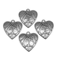 Rustfrit stål Heart Vedhæng, Stainless Steel, sølvfarvet forgyldt, 27x25x3mm, Ca. 100pc'er/Bag, Solgt af Bag