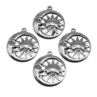 Stainless Steel Pendants Round silver color plated Approx Sold By Bag