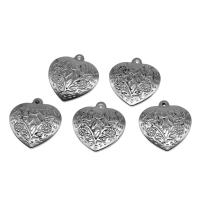 Cruach dhosmálta Croí pendants, dath airgid plated, 31x30x6mm, Thart 100ríomhairí pearsanta/Mála, Díolta De réir Mála