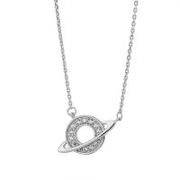 Zircônio cúbico Micro Pave colar da prata esterlina, 925 de prata esterlina, with 1.96 inch extender chain, cromado de cor platina, micro pavimento em zircônia cúbica & para mulher, 18x12mm, vendido para Aprox 15.74 inchaltura Strand