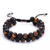 Gemstone Bracciali, lava, with Pietra naturale & agate, gioielli di moda & Bracciale intrecciato, nessuno, Venduto da filo