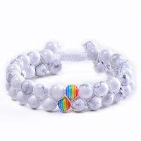 Edelsteen Woven Ball Armbanden, Natuursteen, met Zwart + magnetisch + steen & turkoois & Lava, Verstelbare & mode sieraden, meer kleuren voor de keuze, Verkocht door Strand