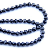 Contas de Cristal Redonda, Roda, polido, DIY & facetada, Preto, 8mm, 72PCs/Strand, vendido por Strand