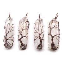 Quartz Gemstone Pendants Clear Quartz with Brass irregular DIY 12-15x40-50mm Sold By PC