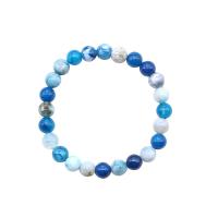 Agaat armbanden, Ice Flower Agaat, Ronde, mode sieraden & DIY, blauw, 155x8mm, Per verkocht Ca 6.1 inch Strand