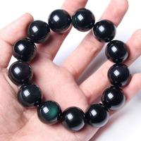 Gemstone Náramky, Obsidian, módní šperky & unisex & různé velikosti pro výběr, černý, 60mm, Prodáno za Cca 2.3 inch Strand