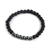 Gemstone Armbånd, Abrazine Stone, med Hæmatit, mode smykker & Unisex, sort, 200x6mm, Solgt Per Ca. 7.9 inch Strand