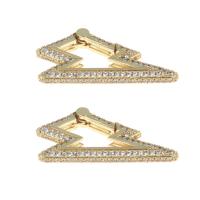 Snap fibbia in ottone, placcato color oro, Micro spianare cubic zirconia, assenza di nichel,piombo&cadmio, 30x14x3mm, Venduto da PC