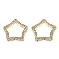 Brass Snap Clasp Star gold color plated micro pave cubic zirconia nickel lead & cadmium free Sold By PC