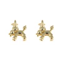 Messing hangers, Hond, gold plated, DIY, nikkel, lood en cadmium vrij, 12x11x8mm, Gat:Ca 3mm, Verkocht door PC