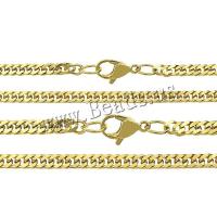 Stainless Steel Chain Necklace gold color plated & curb chain Sold By Lot