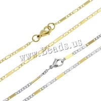 Ketting van edelstaal ketting, Roestvrij staal, plated, figaro ketting, meer kleuren voor de keuze, 8x2x0.5mm, 4x2x0.5mm, Lengte Ca 17.5 inch, 10strengen/Lot, Verkocht door Lot