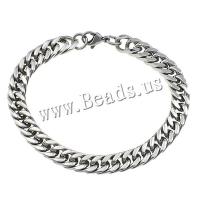 Stainless Steel Jewelry Bracelet curb chain original color Length Approx 8 Inch Sold By Lot