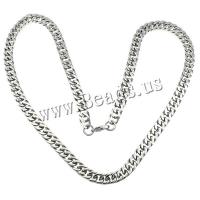 Stainless Steel Chain Ogrlica, Nehrđajući čelik, rubnik lanac, izvorna boja, 13x8x2mm, Dužina Približno 23.5 inčni, 10pramenovi/Lot, Prodano By Lot