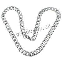 Ruostumaton teräs Kaulakoru, Curb Chain, alkuperäinen väri, 15x12x3mm, Pituus N. 24 tuuma, 5säikeet/erä, Myymät erä