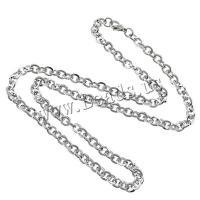 Ketting van edelstaal ketting, Roestvrij staal, ovale keten, oorspronkelijke kleur, 7x5.50x1.50mm, Lengte Ca 21.5 inch, 10strengen/Lot, Verkocht door Lot