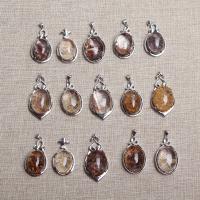 Quartz Gemstone Pendants Phantom Quartz with Zinc Alloy plated 23.80mm Sold By Lot