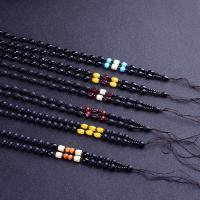 Cadena Suéter, Obsidiana, con Piedras preciosas, chapado, más colores para la opción, 6mm, longitud aproximado 24.4 Inch, 50Strandfilamento/Grupo, Vendido por Grupo