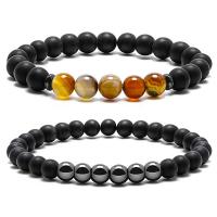 Nstural Abrazine Stone & Gemstone Bracelets Lace Agate & Tiger Eye Stone & Hematite Adjustable & fashion jewelry & Unisex 180mm Sold Per Approx 7.1 Inch Strand