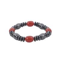 Magnetische sieraden Armband, Hematiet, met Glazen kralen, Verstelbare & mode sieraden & uniseks, zwart en rood, 190mm, Per verkocht Ca 7.5 inch Strand