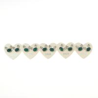 Gemstone Fülbevaló, Sárgaréz, -val Zöld Achát, ezüst színű bevonattal, mikro egyengetni cirkónia, nikkel, ólom és kadmium mentes, 13x9x10mm, Által értékesített pár