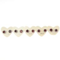 Gemstone örhängen, Mässing, med Garnet, Hexagon, silver pläterad, micro bana cubic zirconia, nickel, bly och kadmium gratis, 15x7x8mm, Säljs av Par