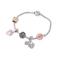 Bracelet European , alliage de zinc, Placage de couleur argentée, pour femme & avec strass, protéger l'environnement, sans nickel, plomb et cadmium, Longueur 7.48 pouce, Vendu par fixé