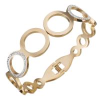 Edelstahl Armreif, plattiert, Modeschmuck & für Frau & mit Strass, Roségold, 18mm,60x48mm, verkauft von PC